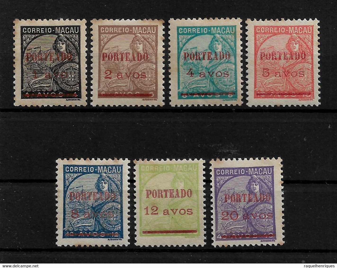 Portuguese MACAU - 1949 Macau Stamps Of 1934 Overprinted "PORTEADO" & Surcharged SET (BA5#327) - Portomarken
