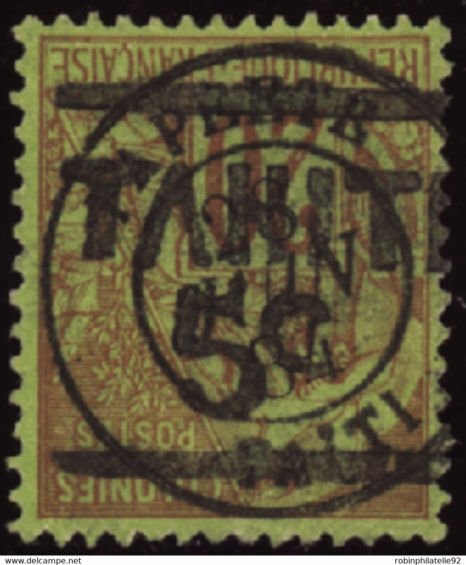 TAHITI   N°4 A 5c Sur 20c Brique Sur Vert Surcharge Renversée TB  Qualité:OBL Cote:440 - Used Stamps