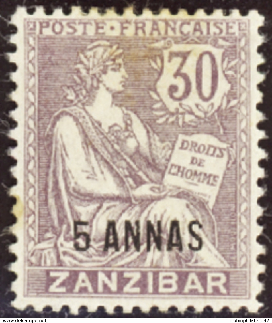 ZANZIBAR   N°52 A Erreur 5a Sur 30c Violet (rousseurs) Qualité:* Cote:500 - Unused Stamps