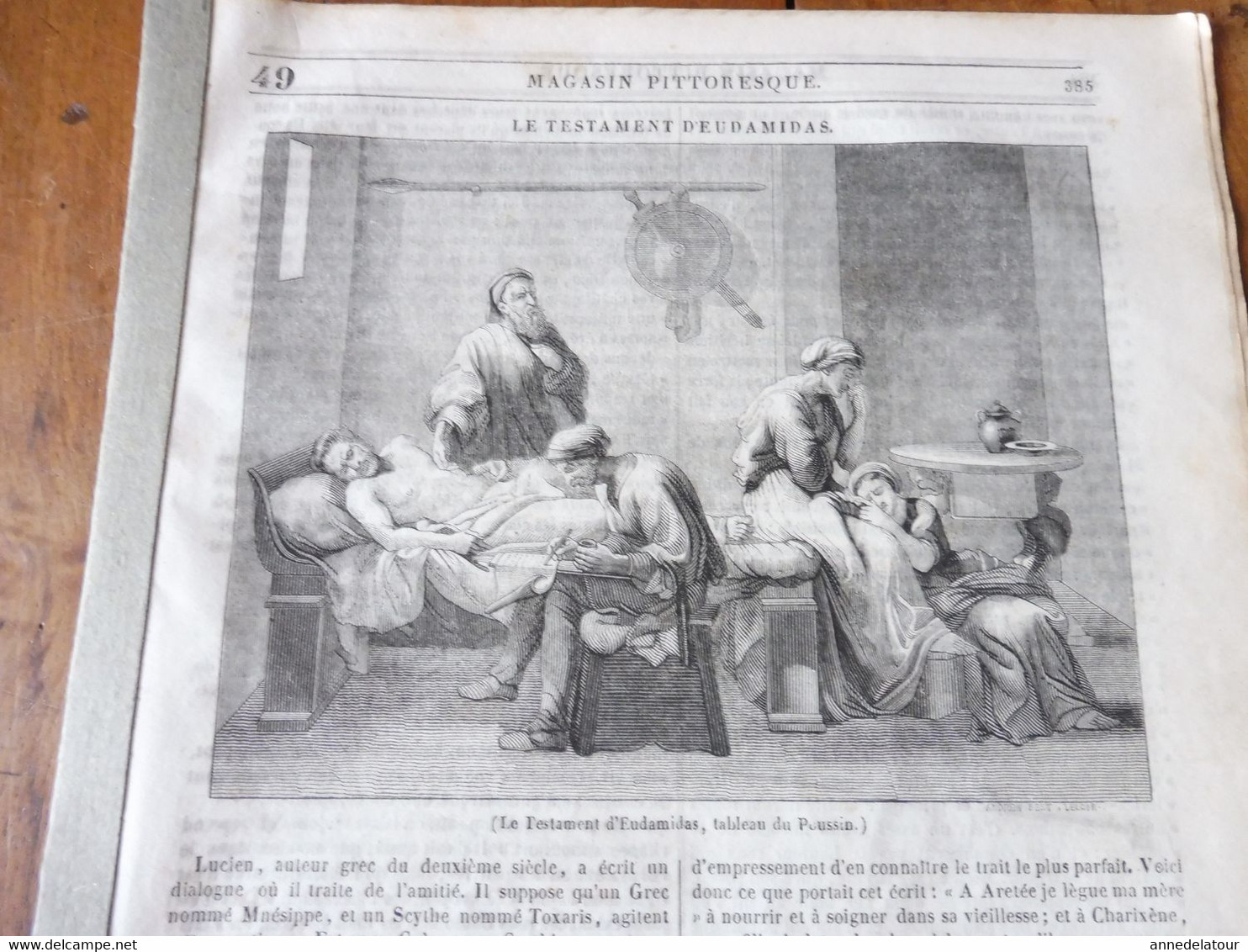 1839 MP Le Testament D'Eudamidas (Poussin); Une Période De Vie De PASCAL; Roi Des Violons (Louis XIV); Prolétaires; Etc - 1800 - 1849