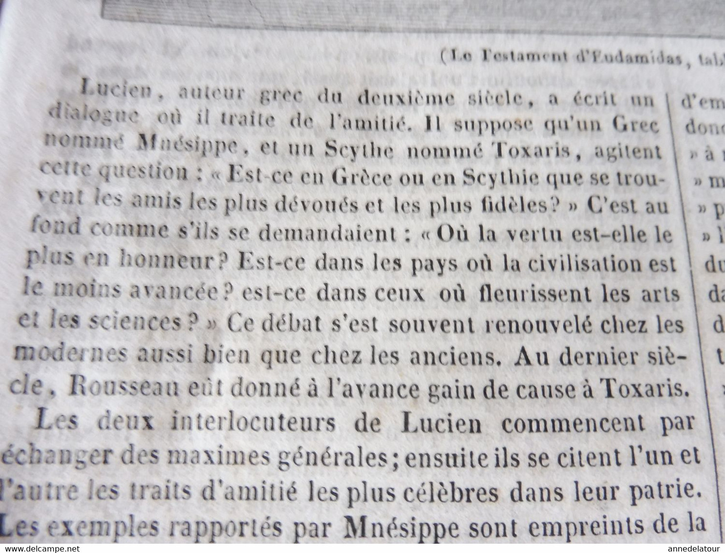 1839 MP Le Testament D'Eudamidas (Poussin); Une Période De Vie De PASCAL; Roi Des Violons (Louis XIV); Prolétaires; Etc - 1800 - 1849