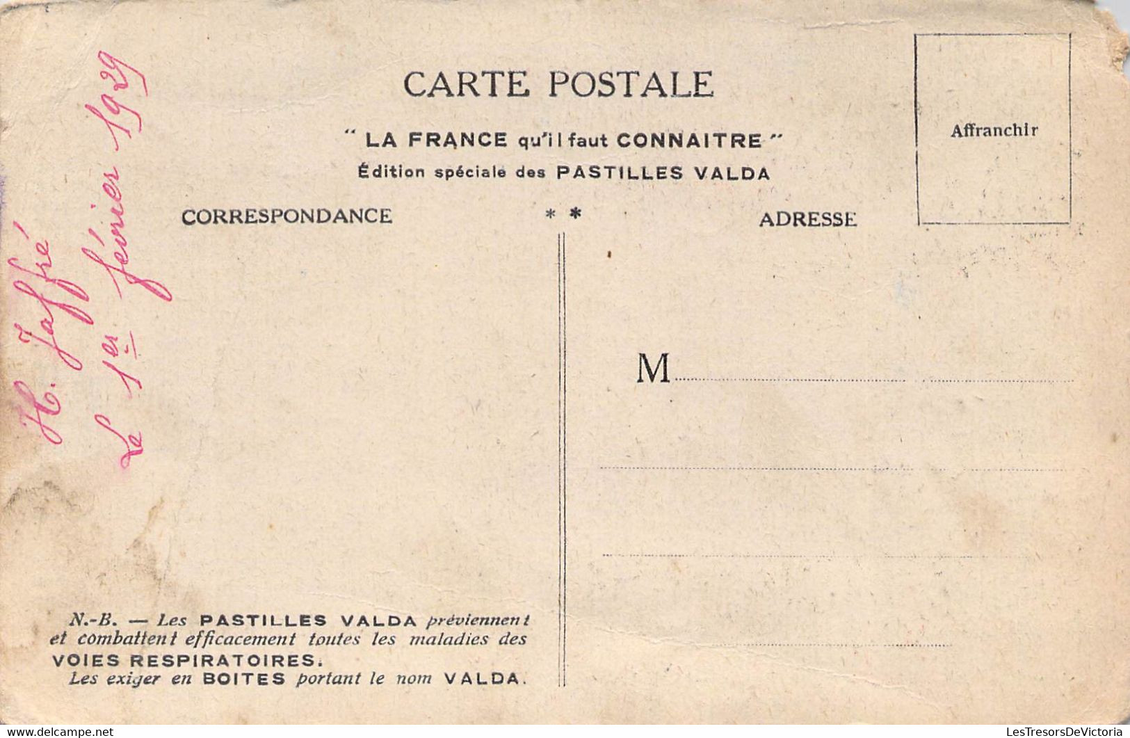 CPA - 50 - Carte Du Département De La Manche Colorisée - Coin Gauche Abimé - Pub Les Pastilles Valda - Saint Vaast La Hougue