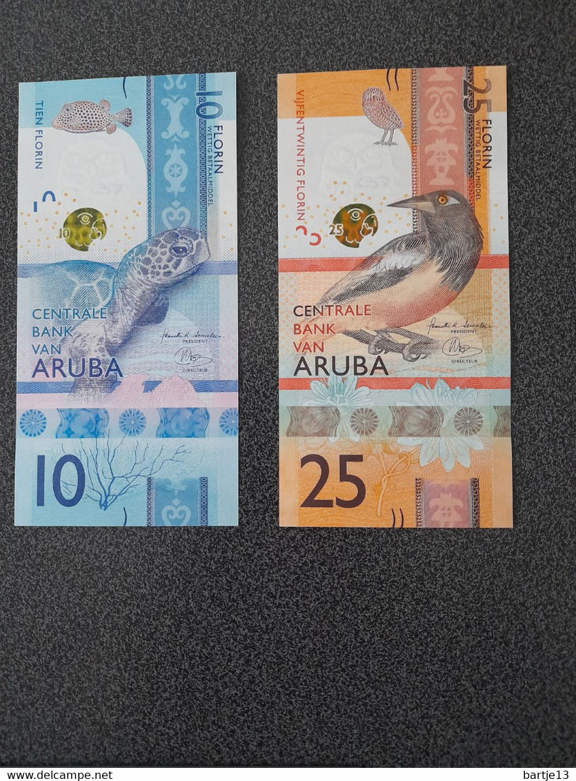 ARUBA SERIE 2019 - 10, 25, 50, 100 & 200 FLORIN UNCIRCULATED SCHAARS PRACHTIGE DIERENBILJETTEN WEINIG AANGEBODEN - Aruba (1986-...)