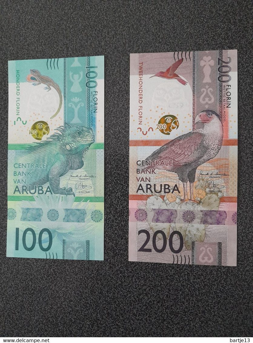 ARUBA SERIE 2019 - 10, 25, 50, 100 & 200 FLORIN UNCIRCULATED SCHAARS PRACHTIGE DIERENBILJETTEN WEINIG AANGEBODEN - Aruba (1986-...)