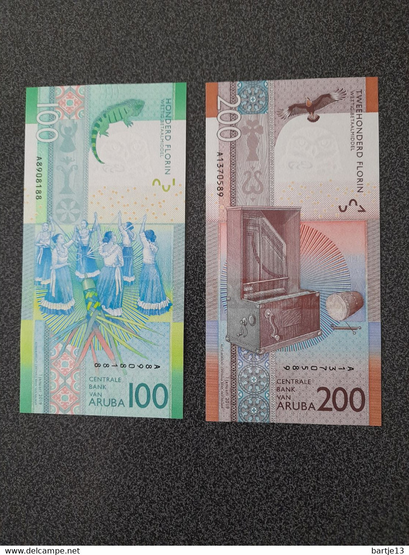 ARUBA SERIE 2019 - 10, 25, 50, 100 & 200 FLORIN UNCIRCULATED SCHAARS PRACHTIGE DIERENBILJETTEN WEINIG AANGEBODEN - Aruba (1986-...)