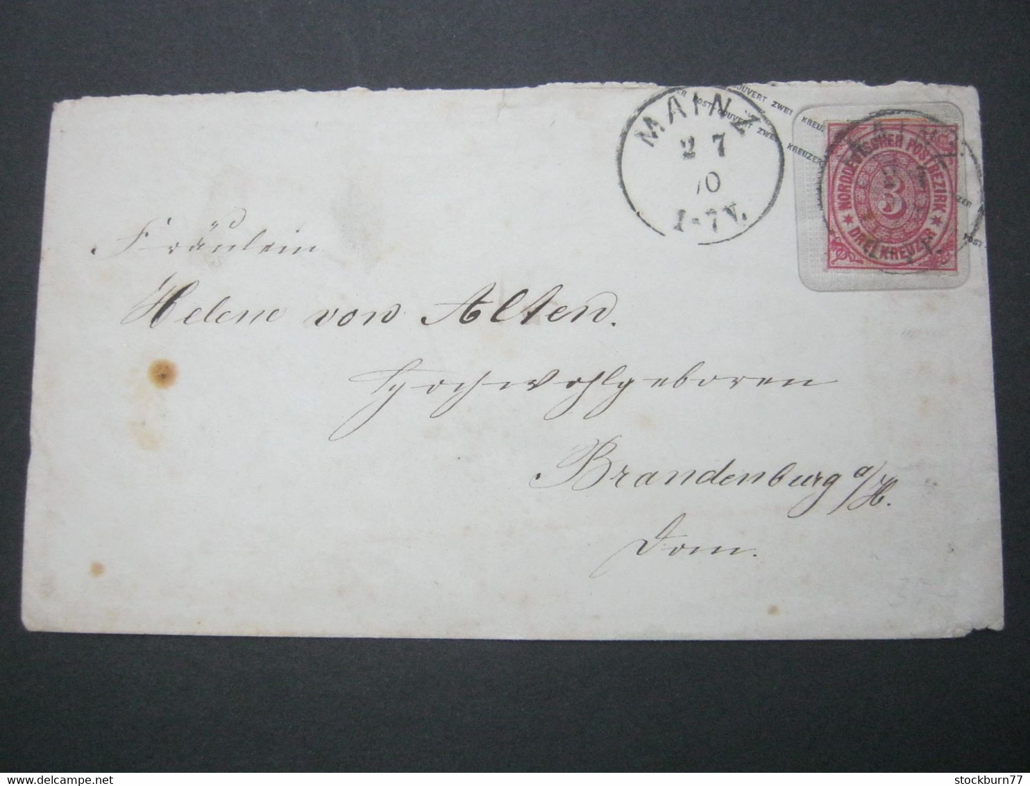 1870 , 2 Kreuzer Preussen Ganzsache überklebt , Verschickt Aus MAINZ - Postwaardestukken