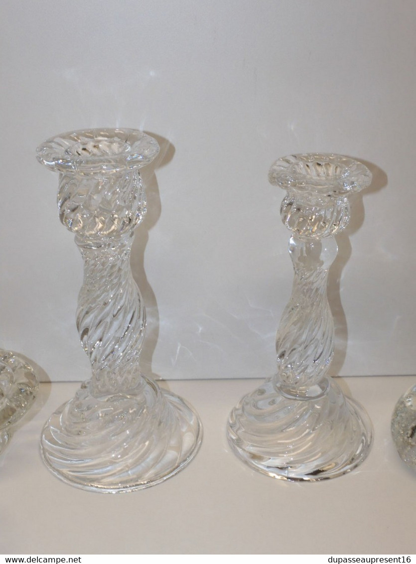 *LOT De 5 Bougeoirs Cristal Et Verre France Biot Ou Autre Collection Bougies  E - Candeleros, Candelabros Y Palmatorias