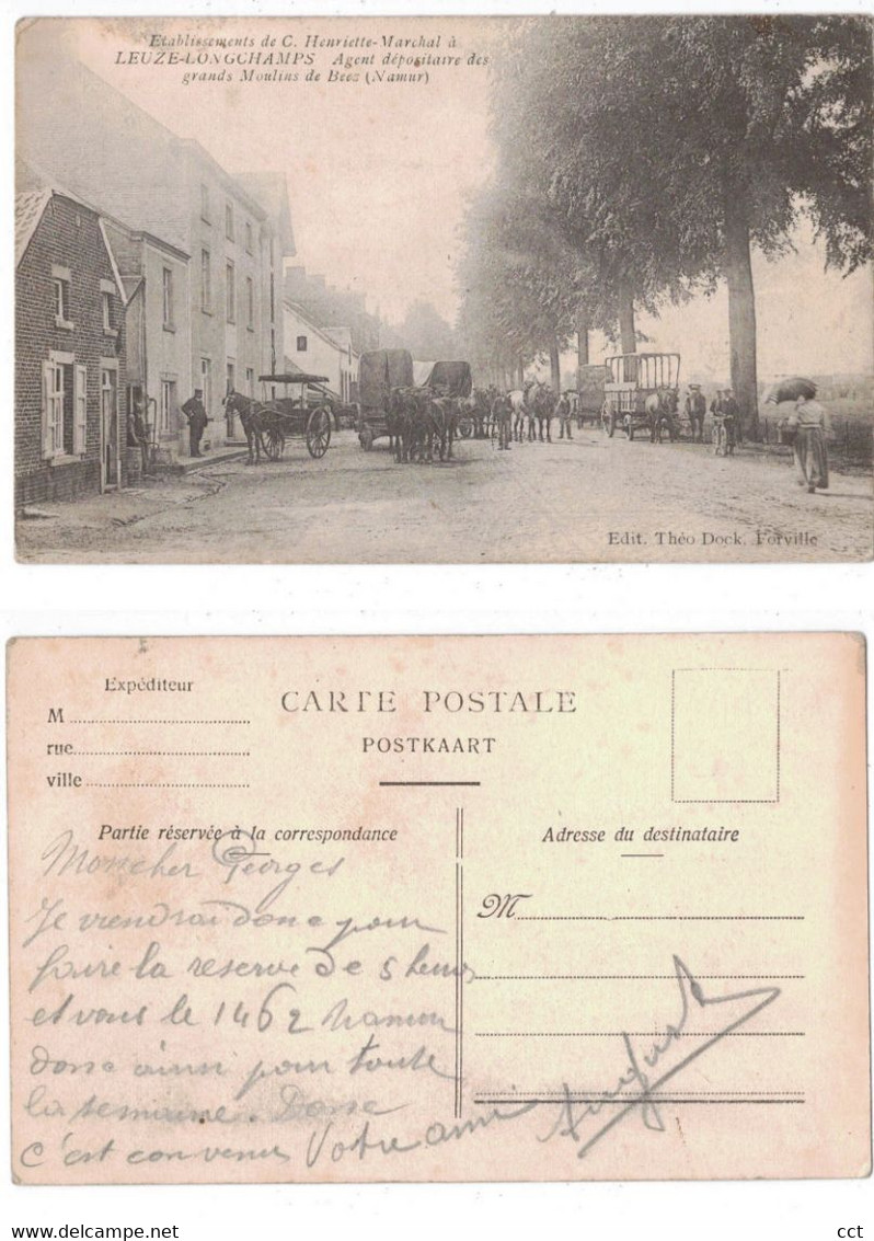 Leuze-Longchamps  Eghezée Eétablissements De C.Henriette-Marchal Agent Dépositaire Des Grands Moulins De Beez  ATTELAGE - Eghezee