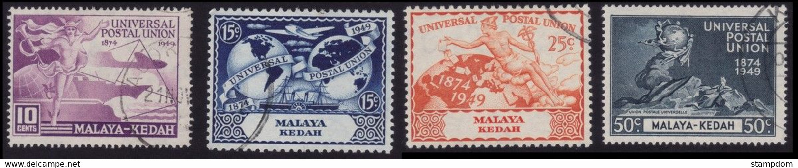 KEDAH 1949 UPU Set Sc#57-60 - USED @N147 - Kedah