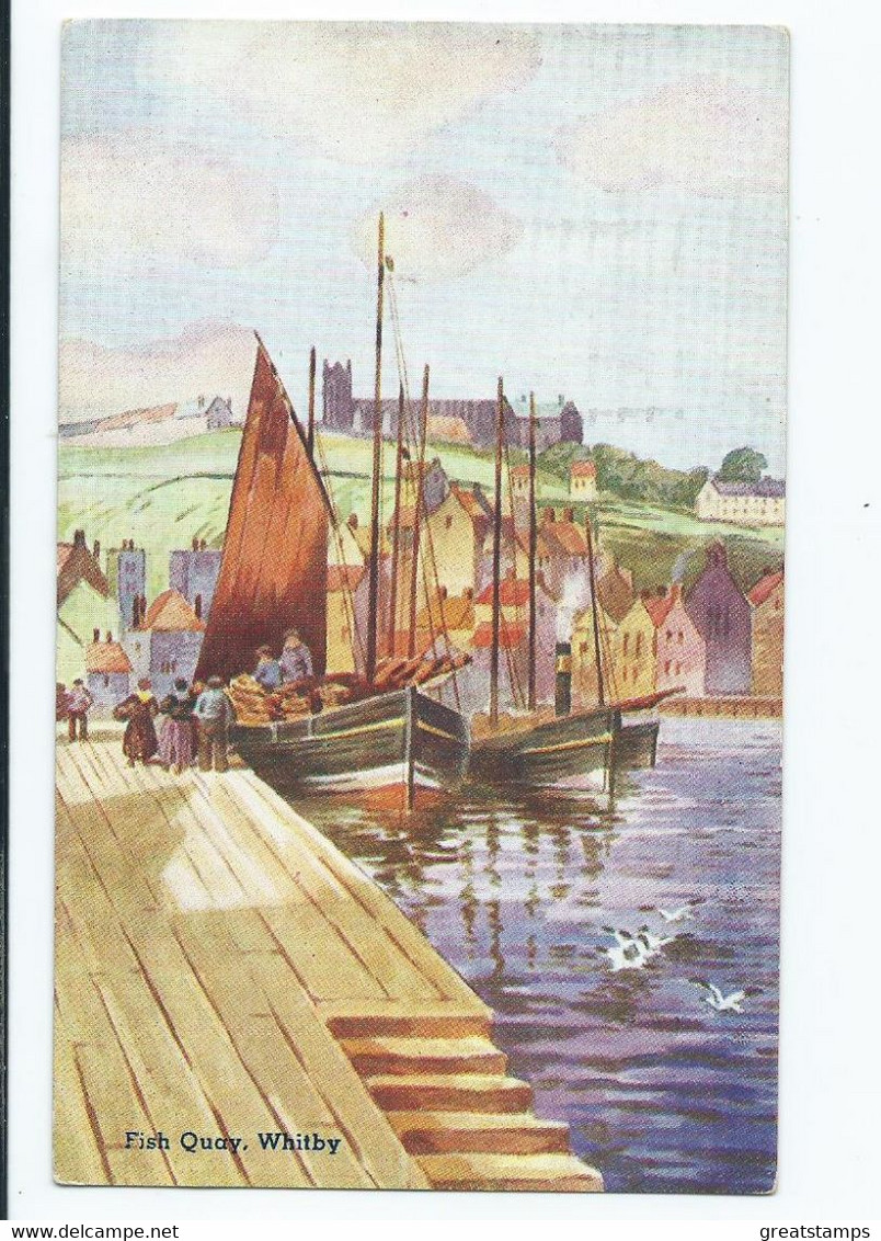 Postcard Yorkshire Fish Quay Whitby E.t.w. Dennis Posted 1949 - Whitby