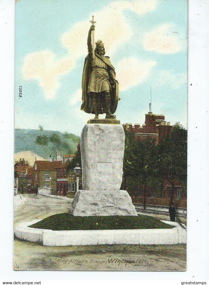 Postcard Hampshire Winchester King Alfred's Statue Wrench Series Posted 1910 - Winchester