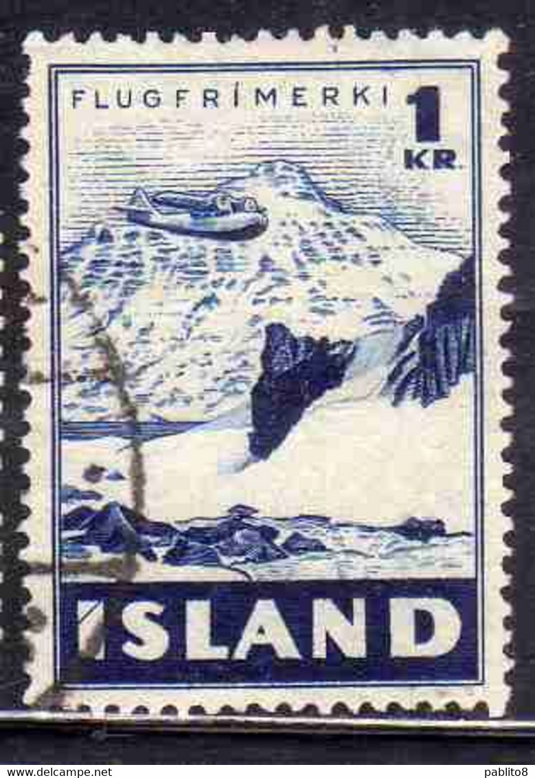 ISLANDA ICELAND ISLANDE 1947 MOUNT STRANDATINDUR 1k USED USATO OBLITERE' - Luftpost