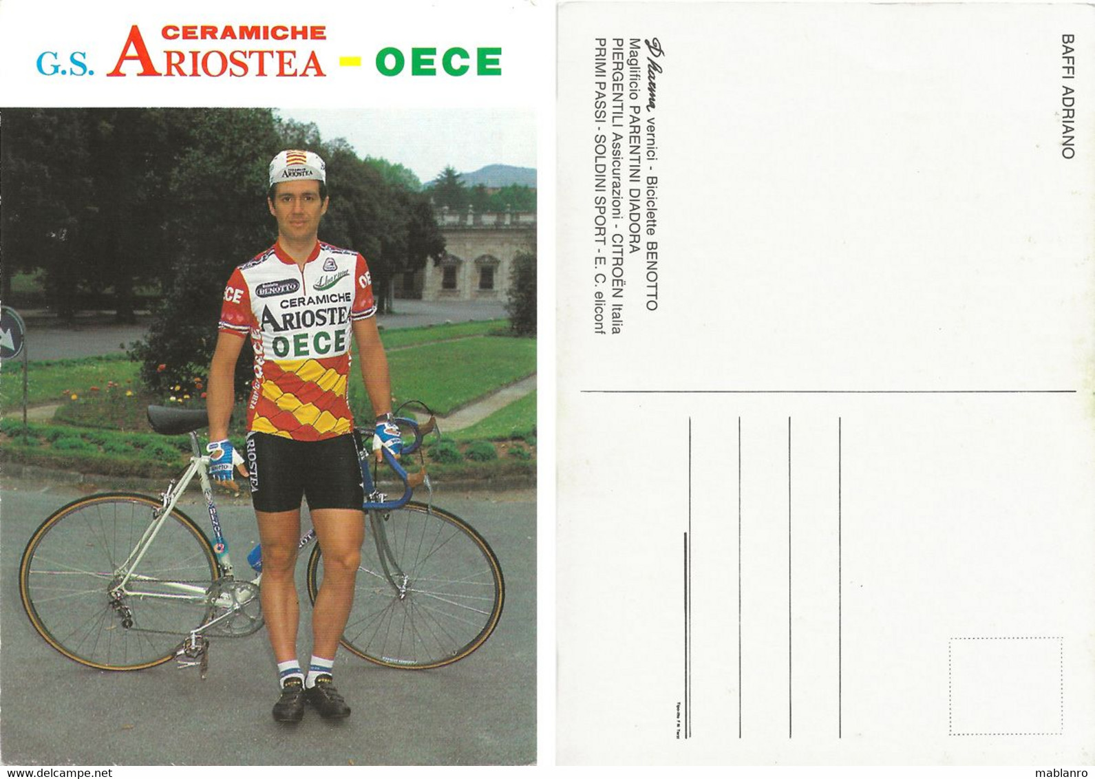 CARTE CYCLISME ADRIANO BAFFI TEAM ARIOSTEA 1985 - Ciclismo