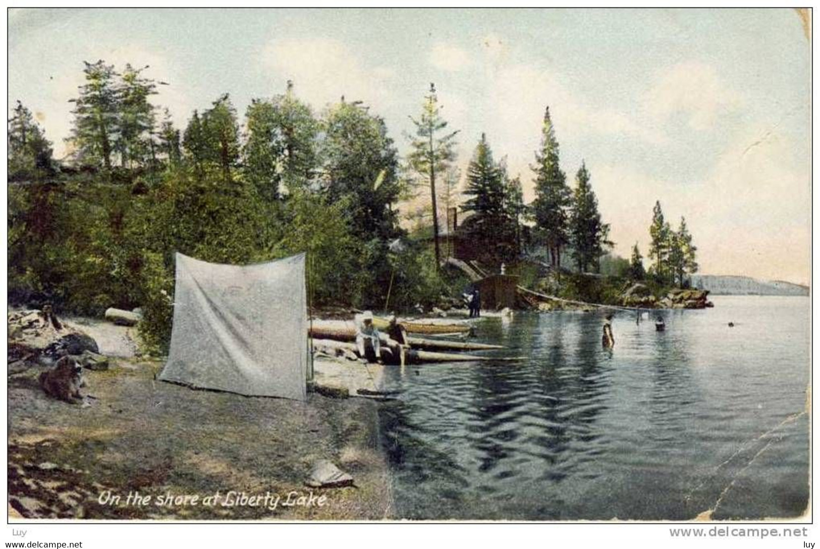 LIBERTY LAKE, Spokane County - On The Shore,  Old Postcard 20 - 30s ( Publ. M Rieder) - Spokane