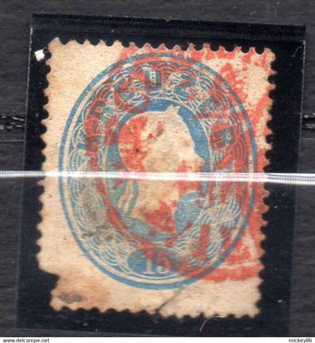 Autriche -- Timbre  N° 21 ...  21 K  Bleu ...( 2ème Choix )...cachet  Rouge ..... Cote  1.50 € ..........à Saisir - Usados