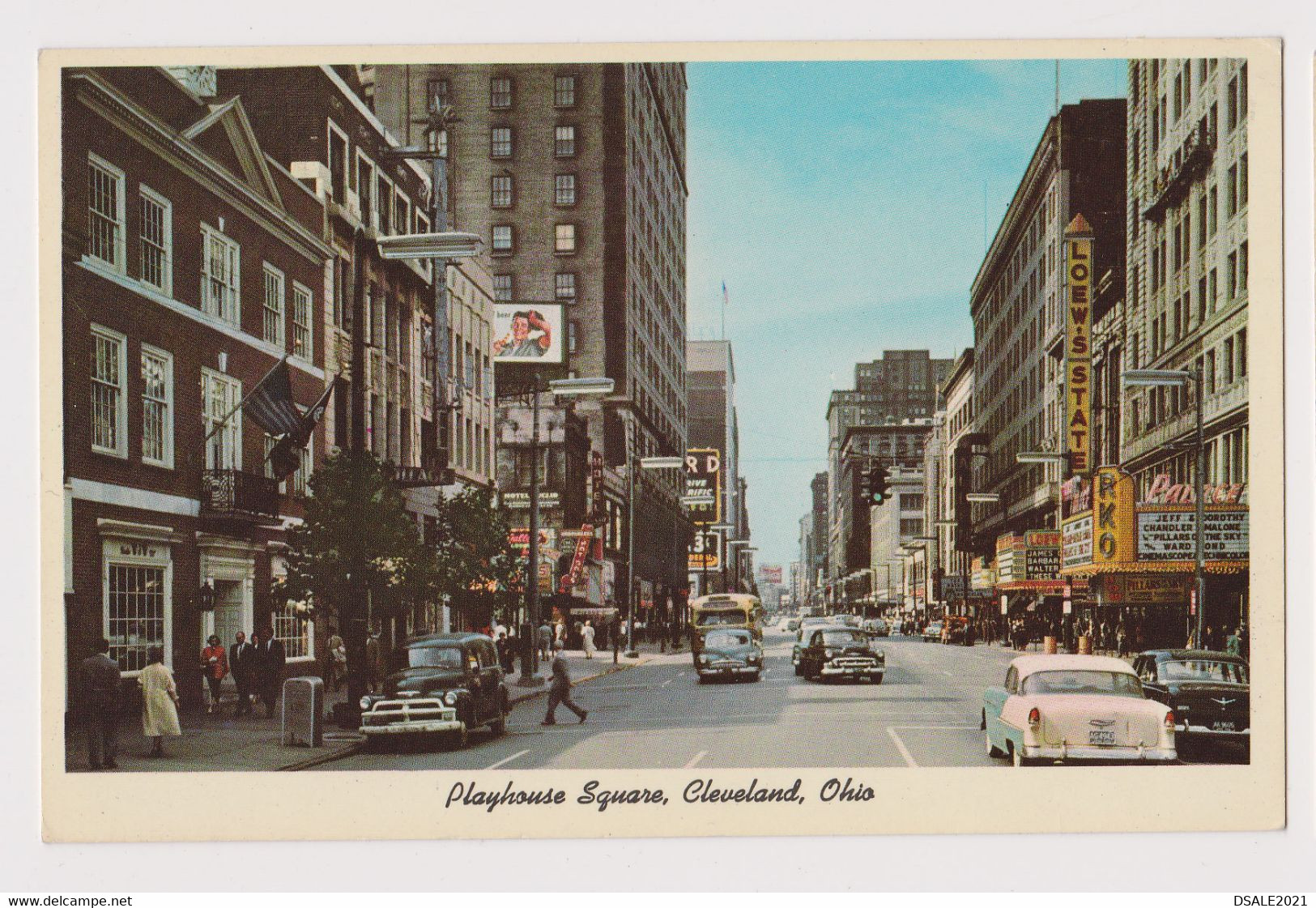 USA United States Cleveland Ohio Playhouse Square With Many Old Car, Automobile Vintage 1960s Photo Postcard RPPc /42394 - Cleveland