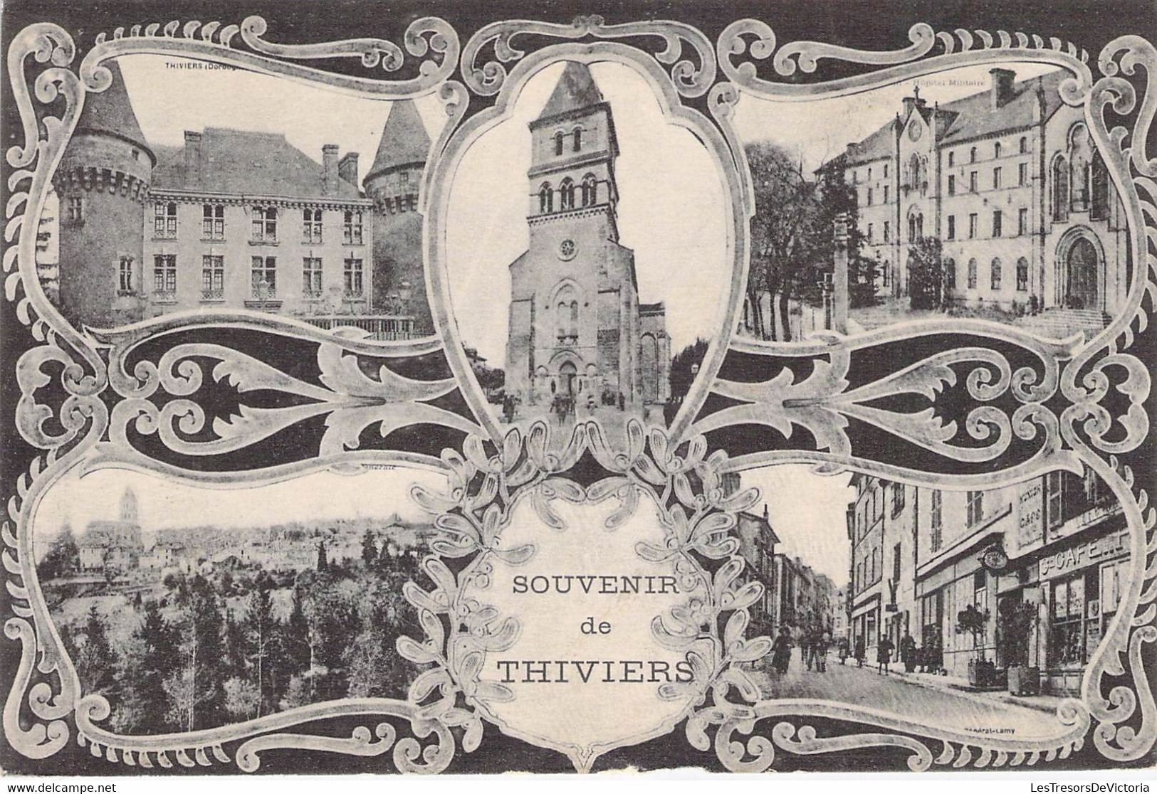 CPA France - Dordogne - Thiviers - Souvenir De Thiviers - Château - Café - Eglise - Décor - Thiviers