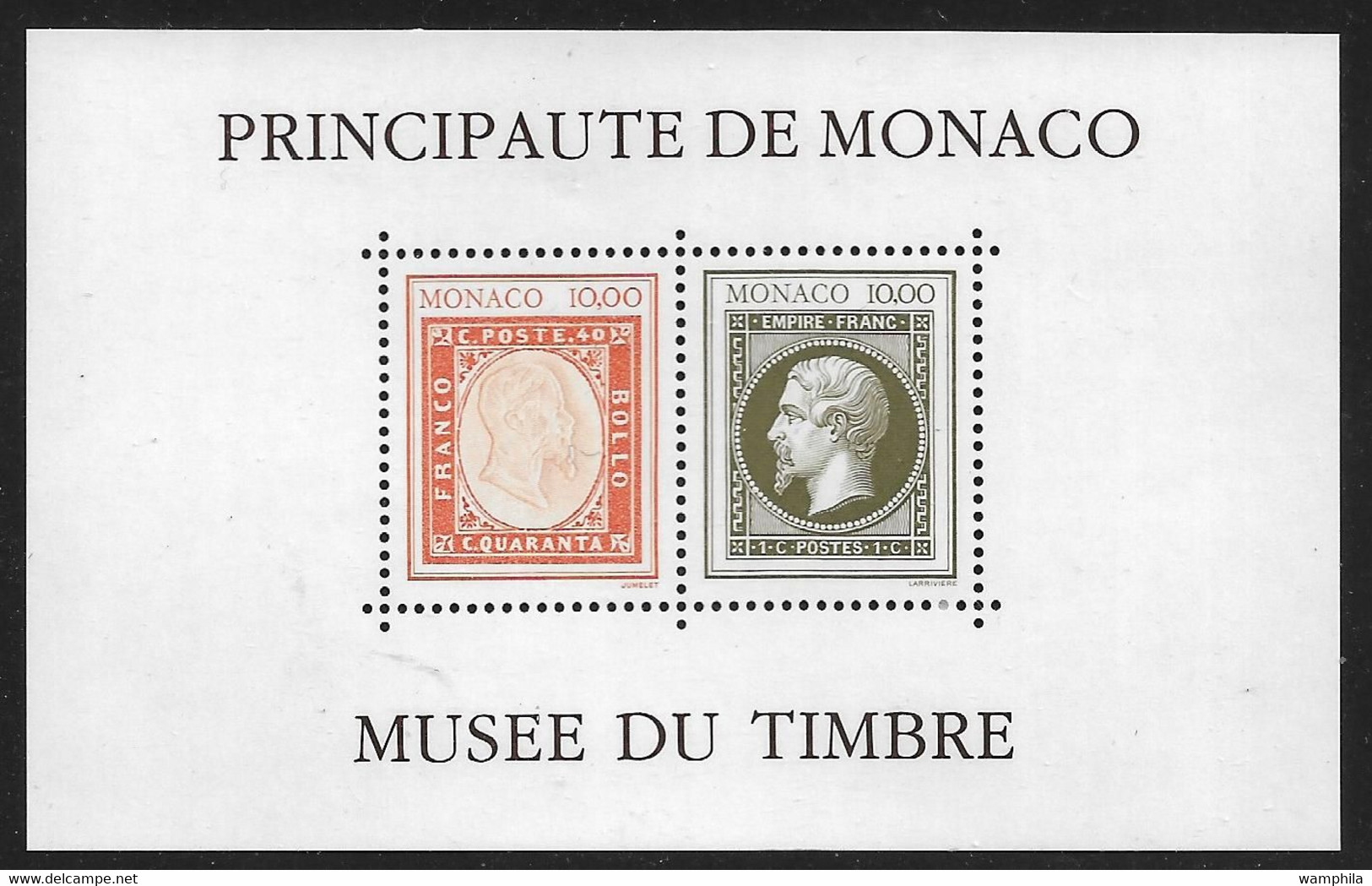 Monaco Bloc N°58A** + 58. Variété Sans Les Cachets Préimprimés. Signé Calves. Cote 1500€. RARE. - Variétés