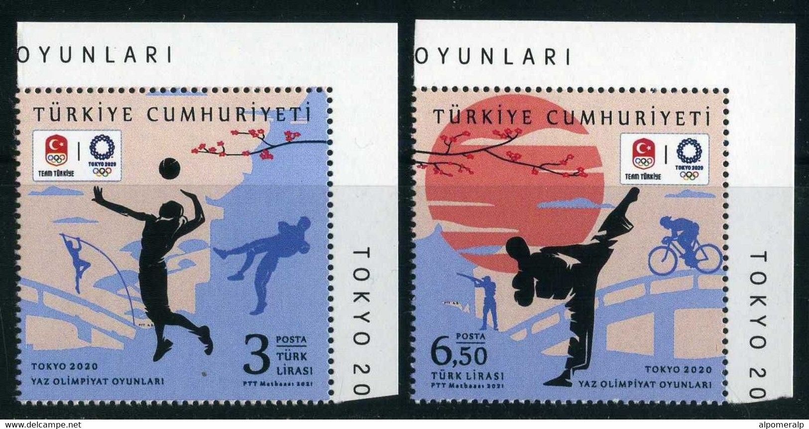 Türkiye 2021 Mi 4661-4662 MNH Summer Olympic Games Tokyo, Volleyball, Wrestling, High Jump, Taekwondo, Shooting, Cycling - Verano 2020 : Tokio