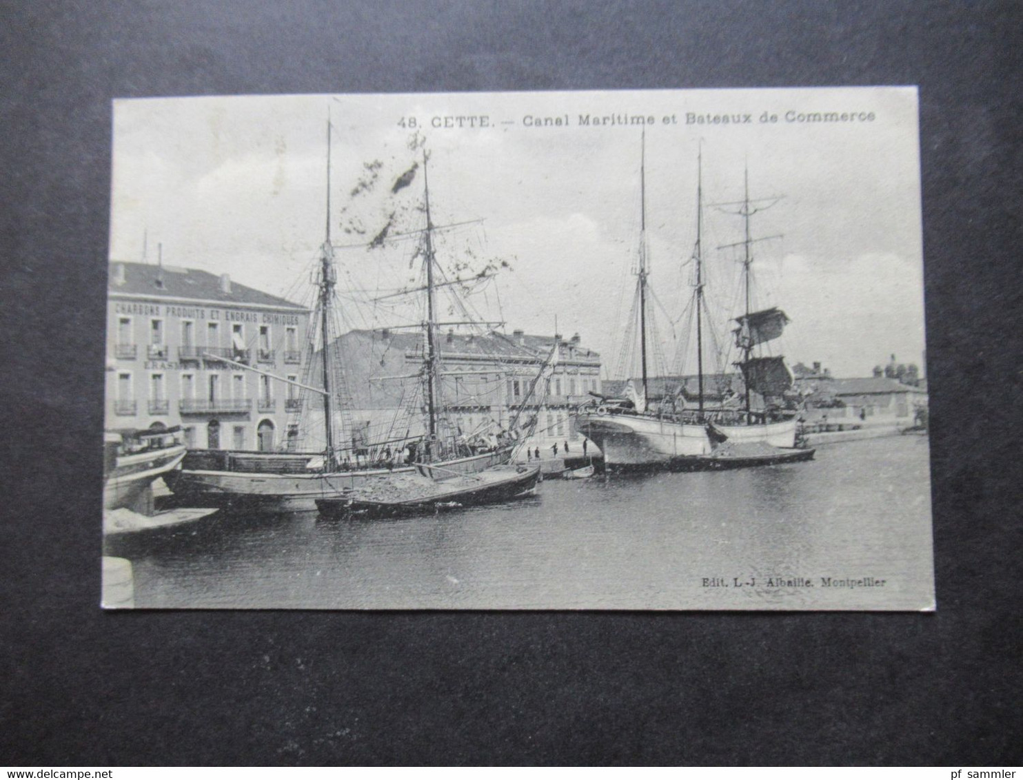 Frankreich 1911 Segelboote AK Cette Canal Maritime Et Bateaux De Commerce Stempel Gare De Cette Nach Pau Gesendet - Voiliers