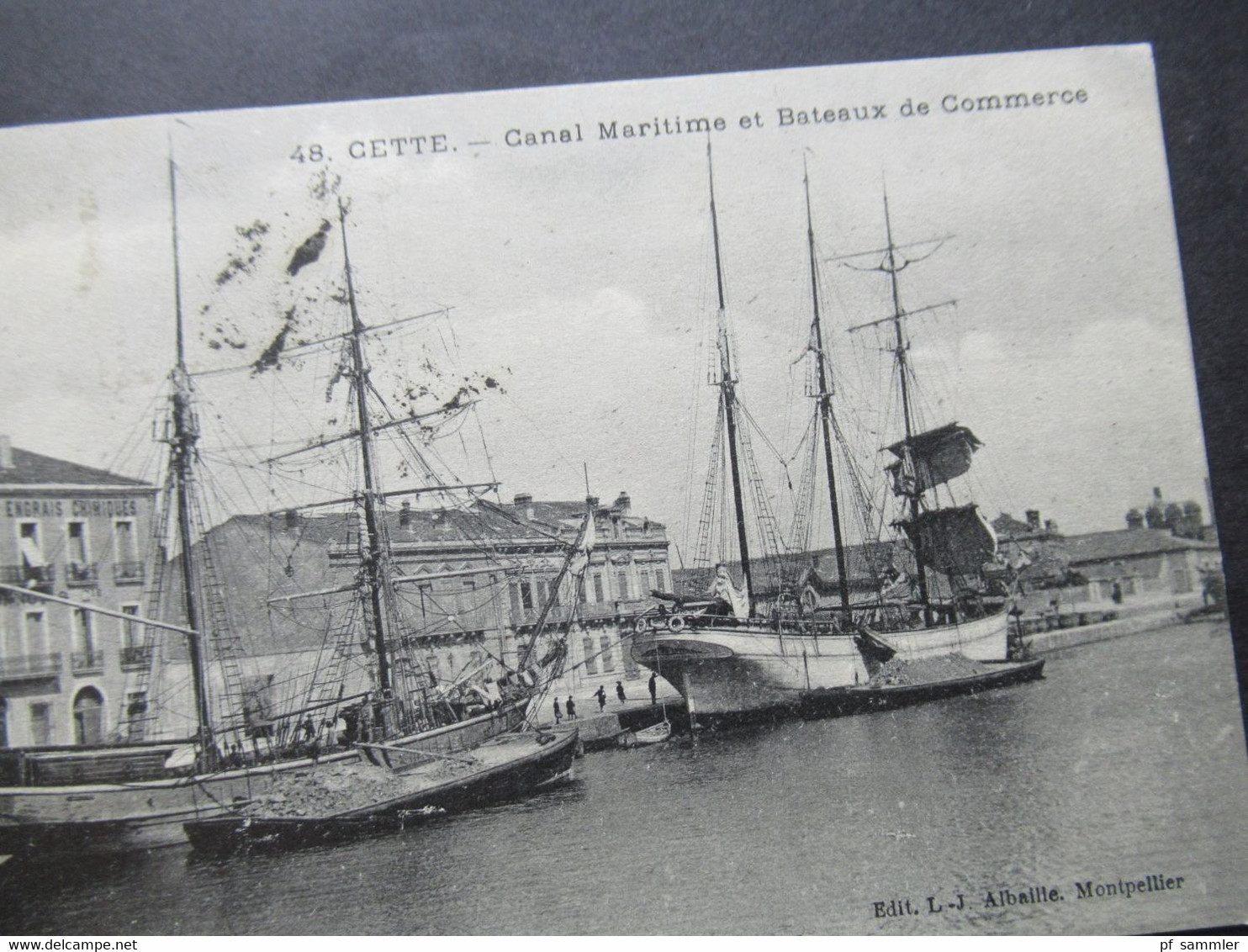 Frankreich 1911 Segelboote AK Cette Canal Maritime Et Bateaux De Commerce Stempel Gare De Cette Nach Pau Gesendet - Voiliers