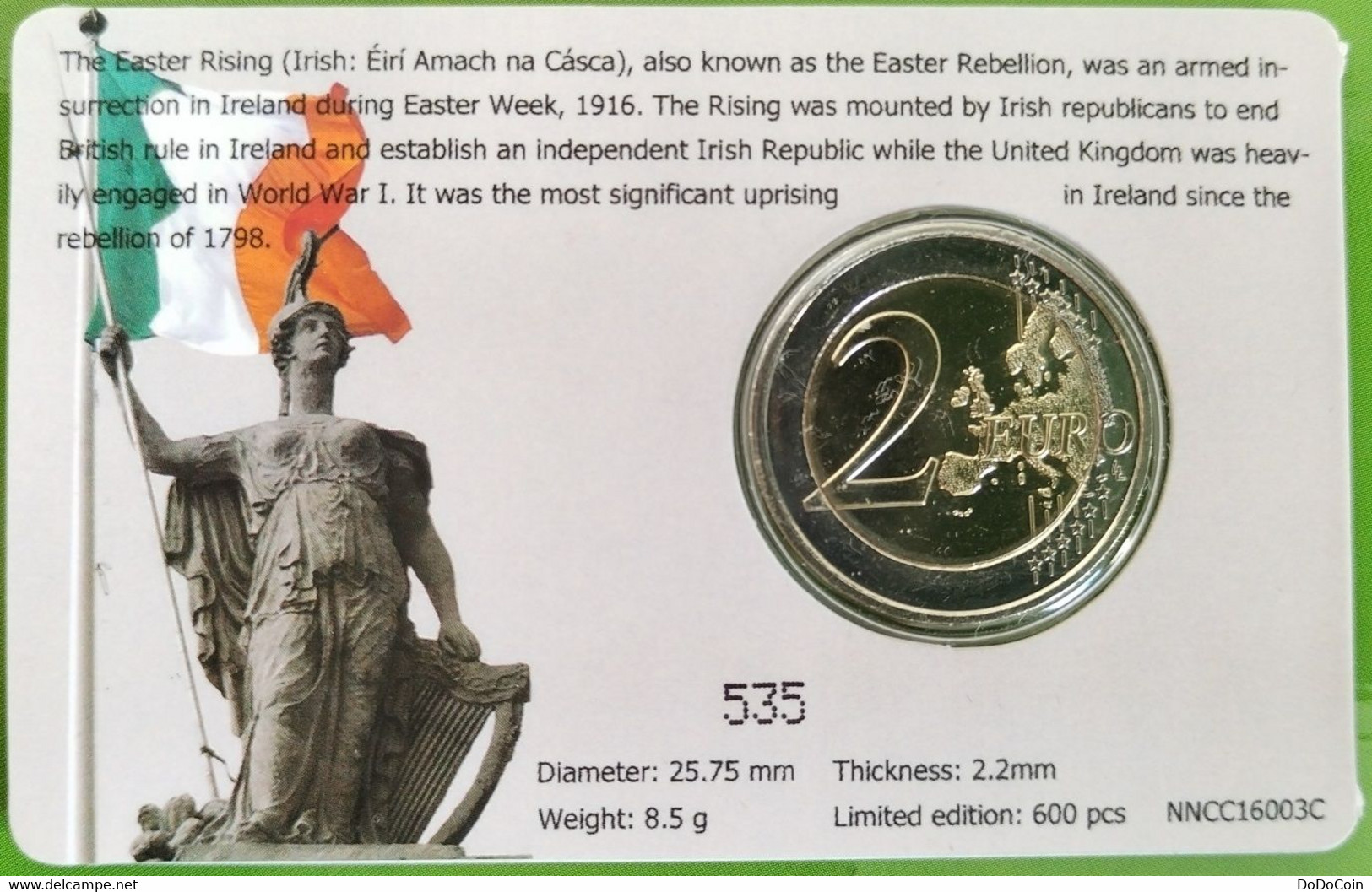 Ireland, 2016, 2 Euro, The Centenary Of The 1916 Easter Rising, Coincard (unofficial) - Ierland