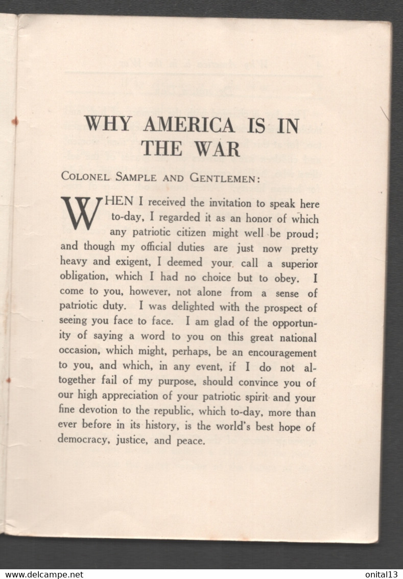 1917 WHY AMERICA IS IN THE WAR / JACOB GOULD SCHURMAN / CORNELL UNIVERSITY   D934 - Stati Uniti