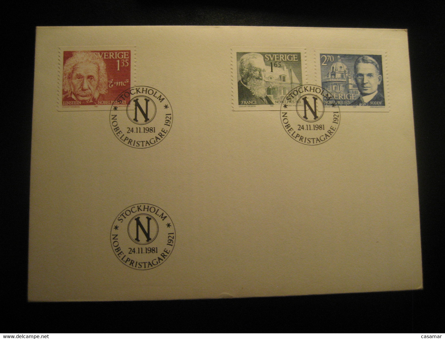 STOCKHOLM 1981 ALBERT EINSTEIN Physics Physique Science France Soddy Nobel Prize FDC Cancel Cover SWEDEN - Albert Einstein