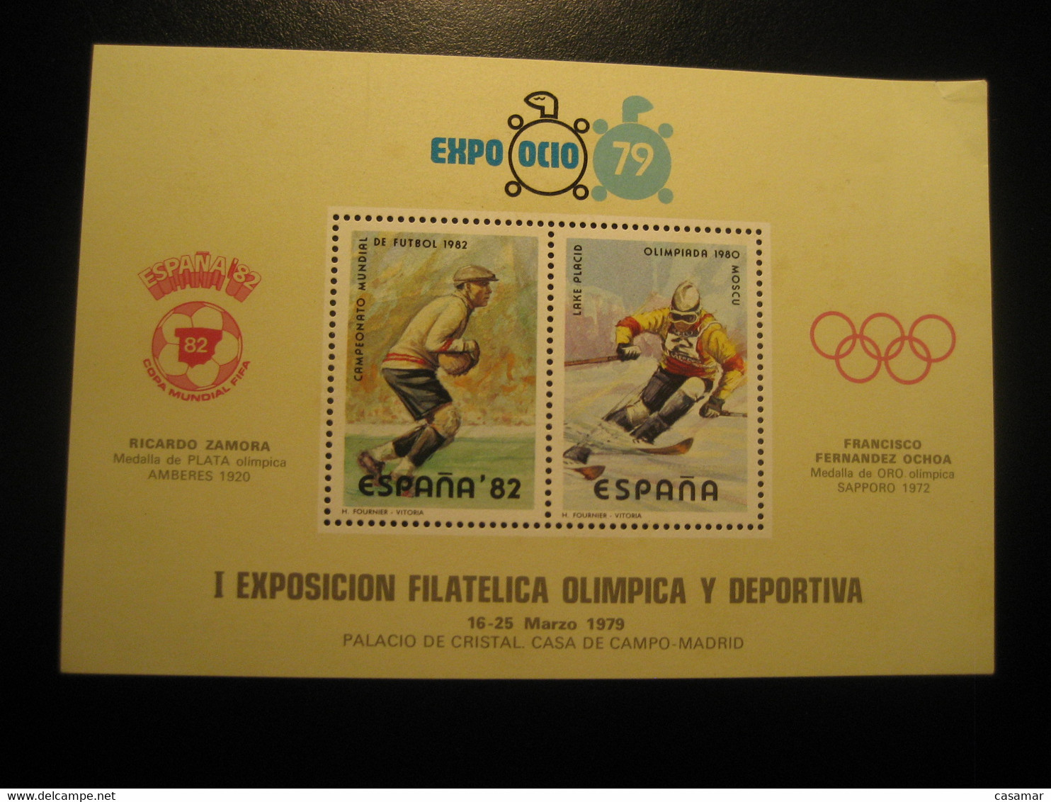 MADRID 1979 Zamora Antwerp 1920 Olympic Games Olympics Football Ochoa Ski Sapporo Japan World Cup 1982 Proof Bloc SPAIN - Ete 1920: Anvers