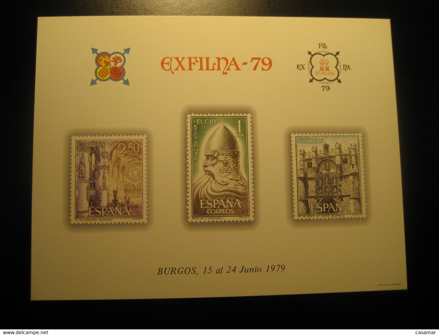 BURGOS 1979 Exfilna El Cid Catedral Arco Sta Maria Big Card Proof SPAIN Document - Proofs & Reprints