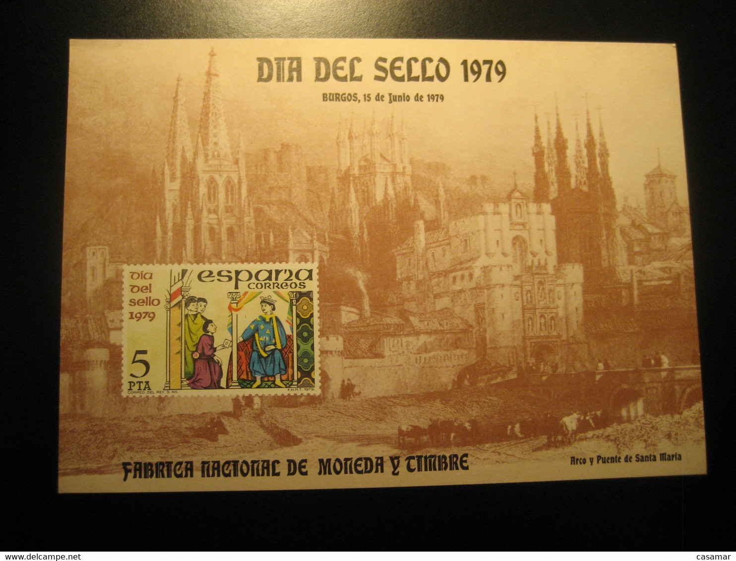 BURGOS 1979  Expo Fil Correo Del Rey Arco Puente Bridge Sta Maria Big Card Proof SPAIN Document - Ensayos & Reimpresiones