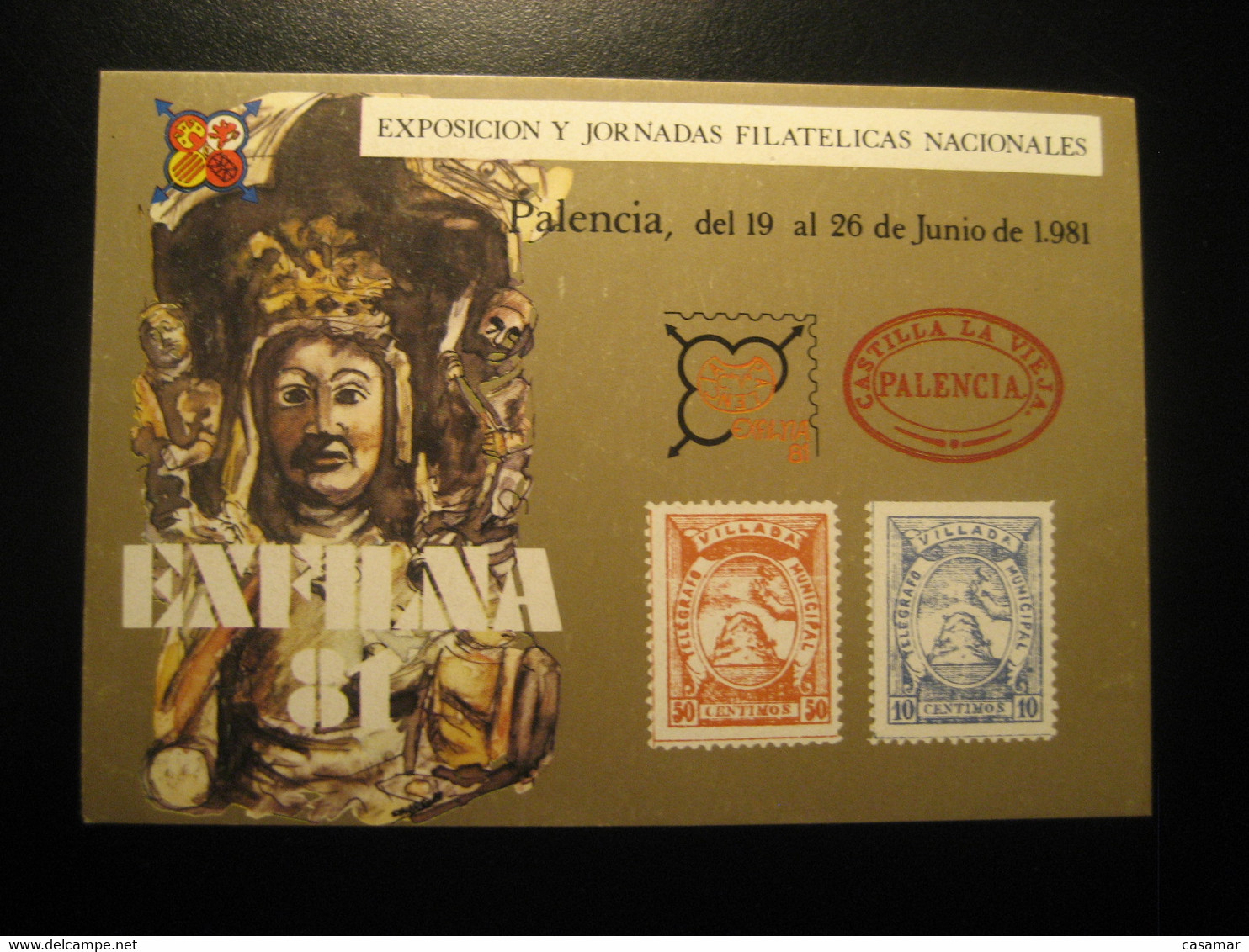 PALENCIA 1981 Exfilna Villada Telegrafo Municipal Hoja Recuerdo Souvenir Bloc Proof Poster Stamp SPAIN Document - Probe- Und Nachdrucke