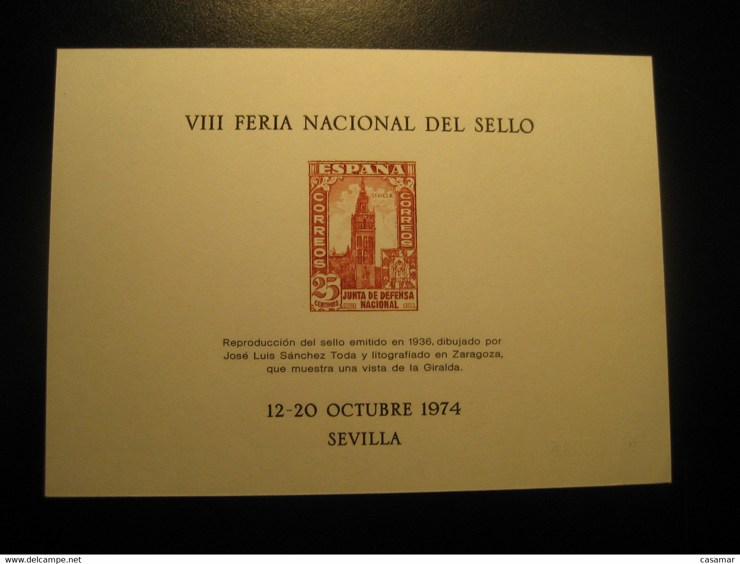 SEVILLA 1974 Junta De Defensa Nacional Poster Stamp Engraving Proof SPAIN Document - Ensayos & Reimpresiones