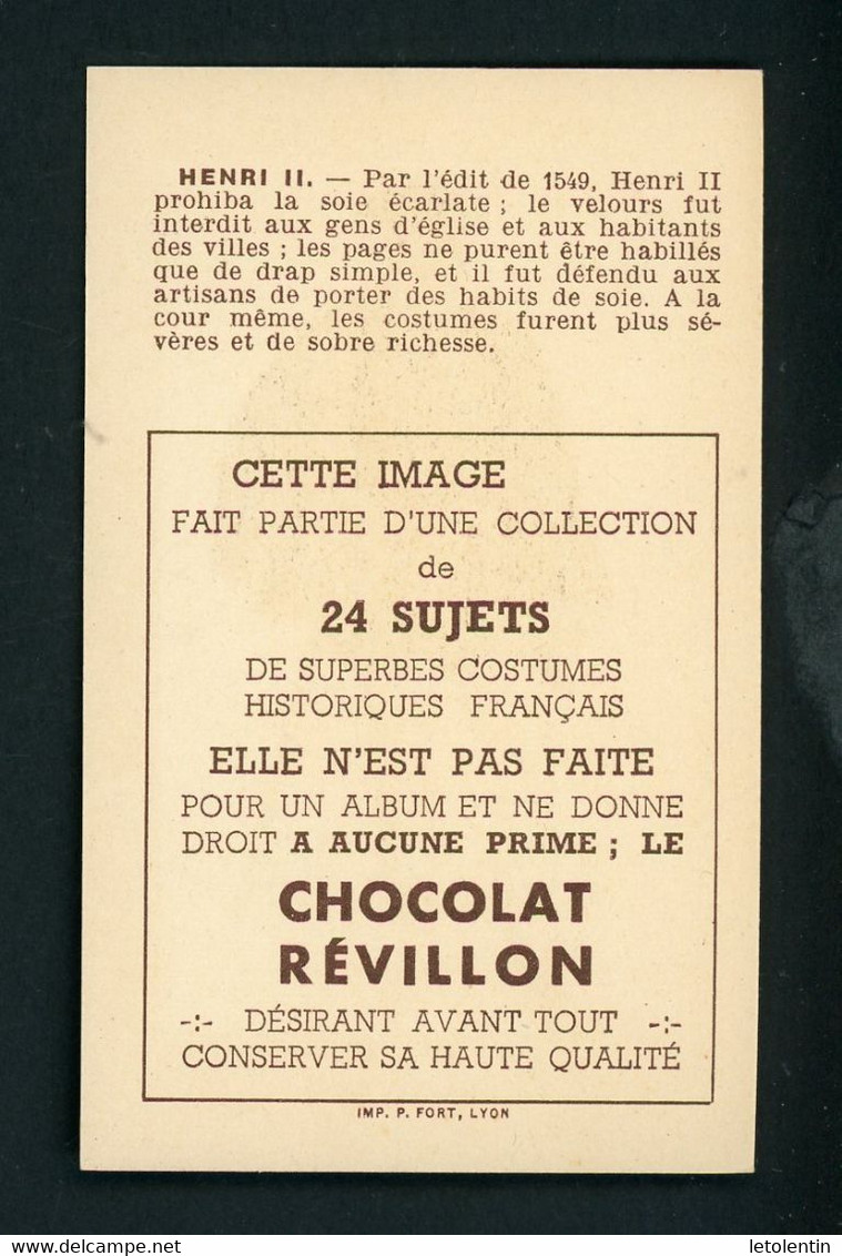 LES COSTUMES - HENRI II - DISTRIBUÉ PAR LA CHOCOLATERIE RÉVILLON - Revillon