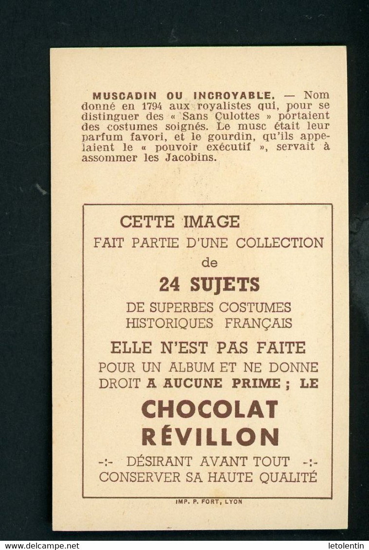 LES COSTUMES - MUSCADIN OU INCROYABLE - DISTRIBUÉ PAR LA CHOCOLATERIE RÉVILLON - Revillon