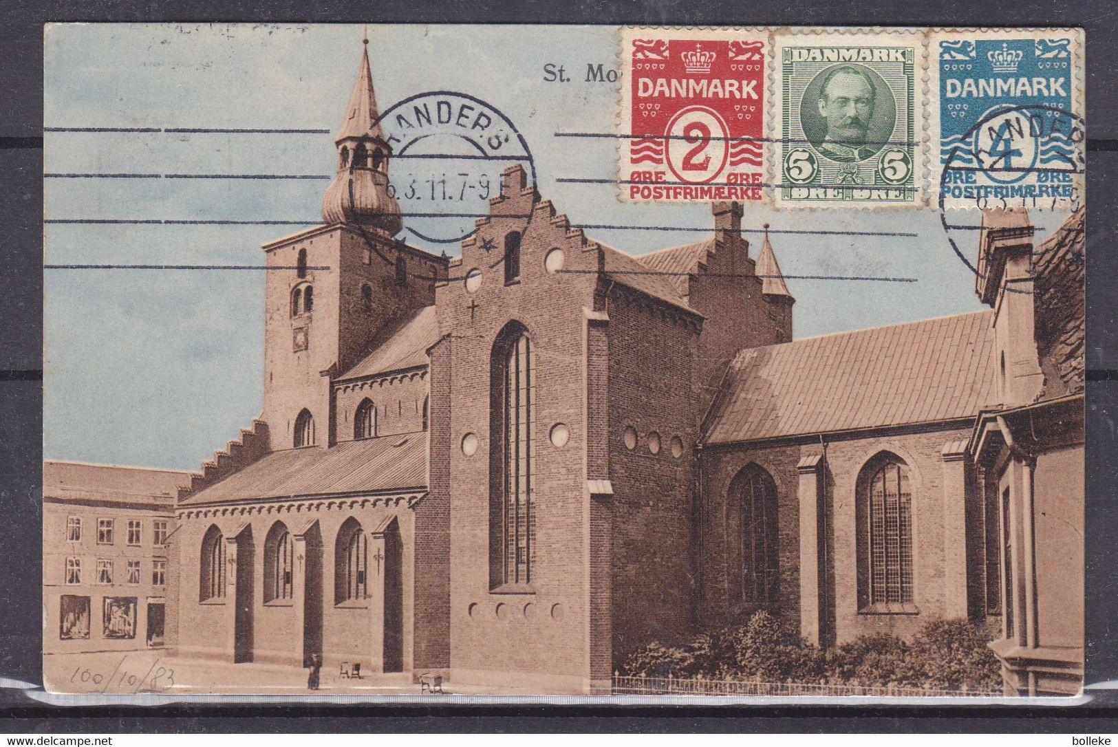 Danemark - Carte Postale De 1911 - Oblit Randers - Exp Vers Antwerpen - église - Cartas & Documentos