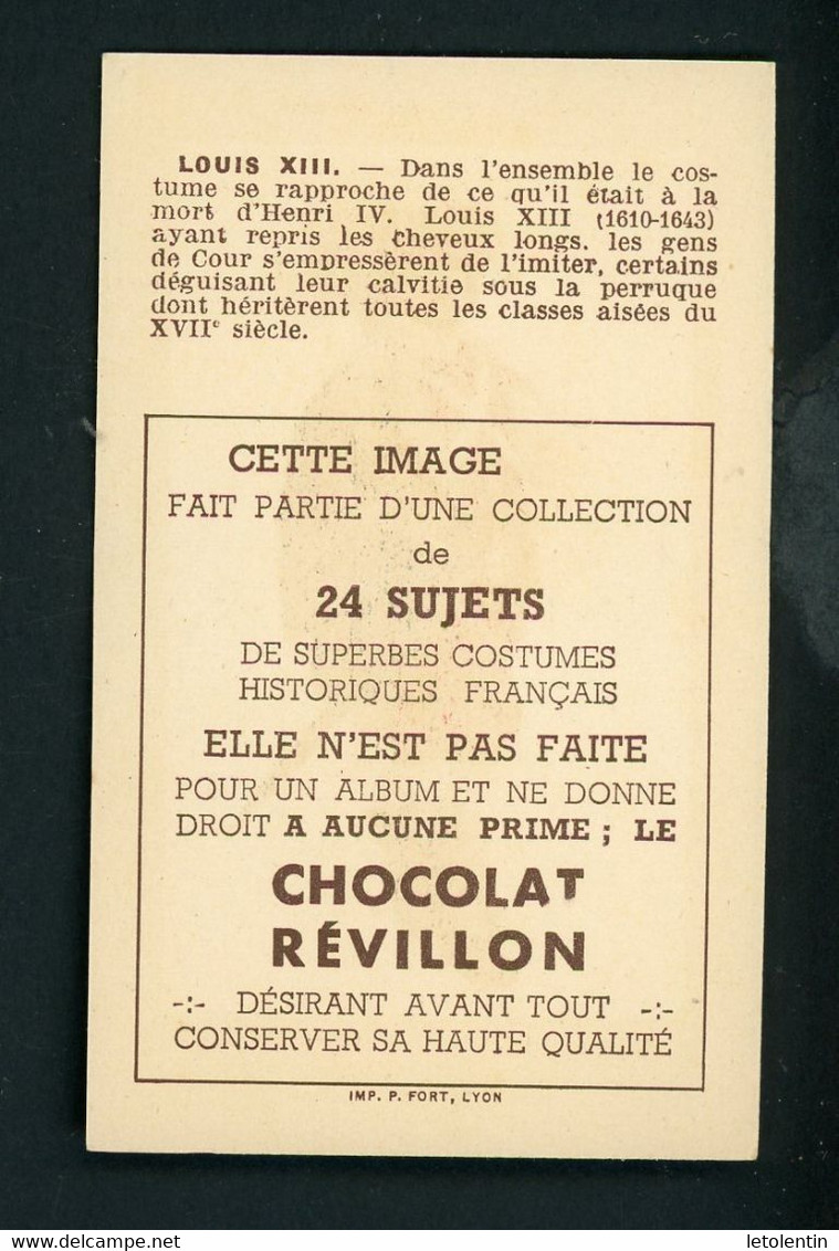 LES COSTUMES - SEIGNEUR SOUS LOUIS III - DISTRIBUÉ PAR LA CHOCOLATERIE RÉVILLON - Revillon