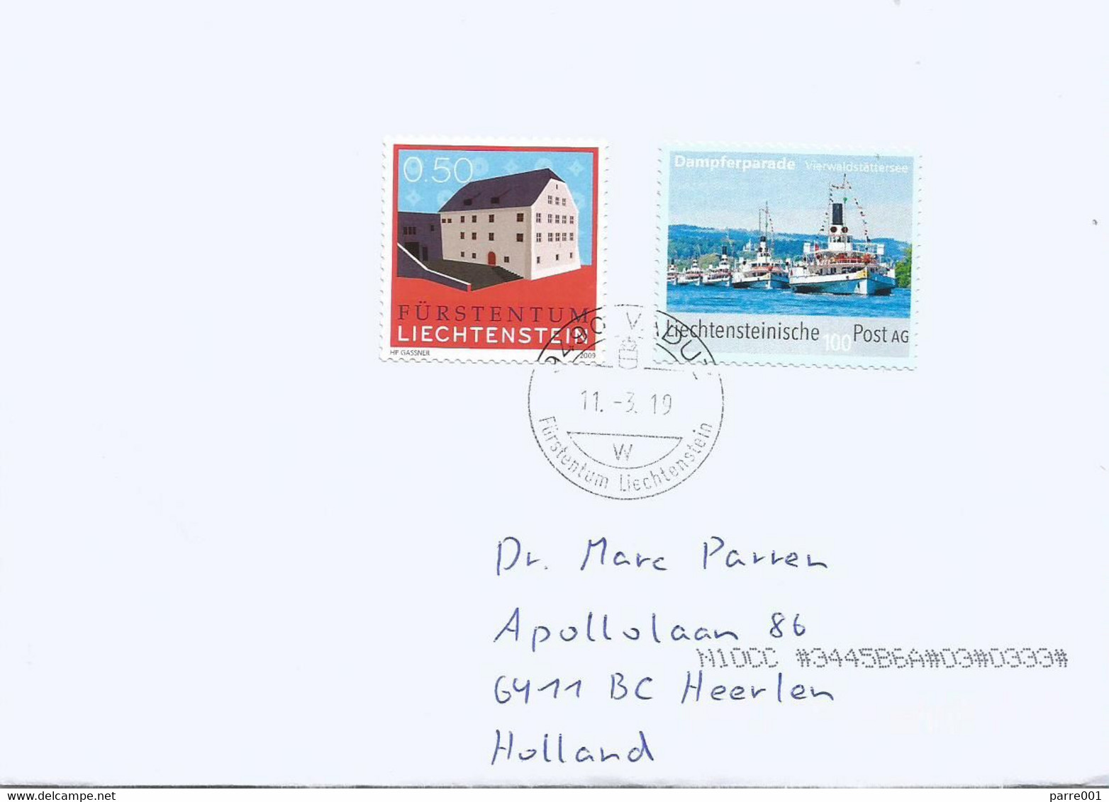 Liechtenstein 2019 Vaduz River Boat Steam Ship Vierwaldstättersee Cover - Briefe U. Dokumente