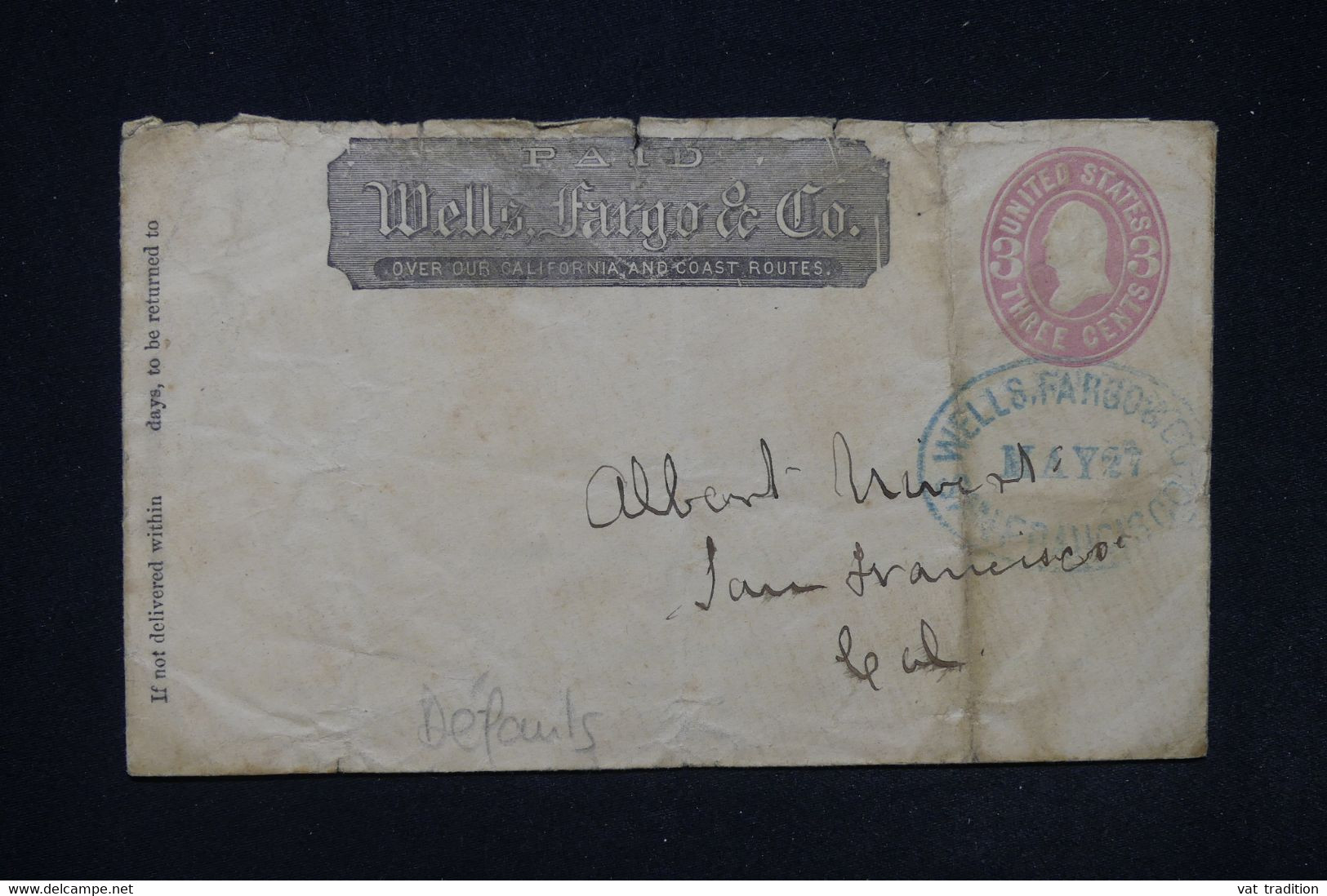 ETATS UNIS - Entier Postal Wells Et Fargo De San Francisco Pour San Francisco, Dans L'état  - L 130752 - ...-1900