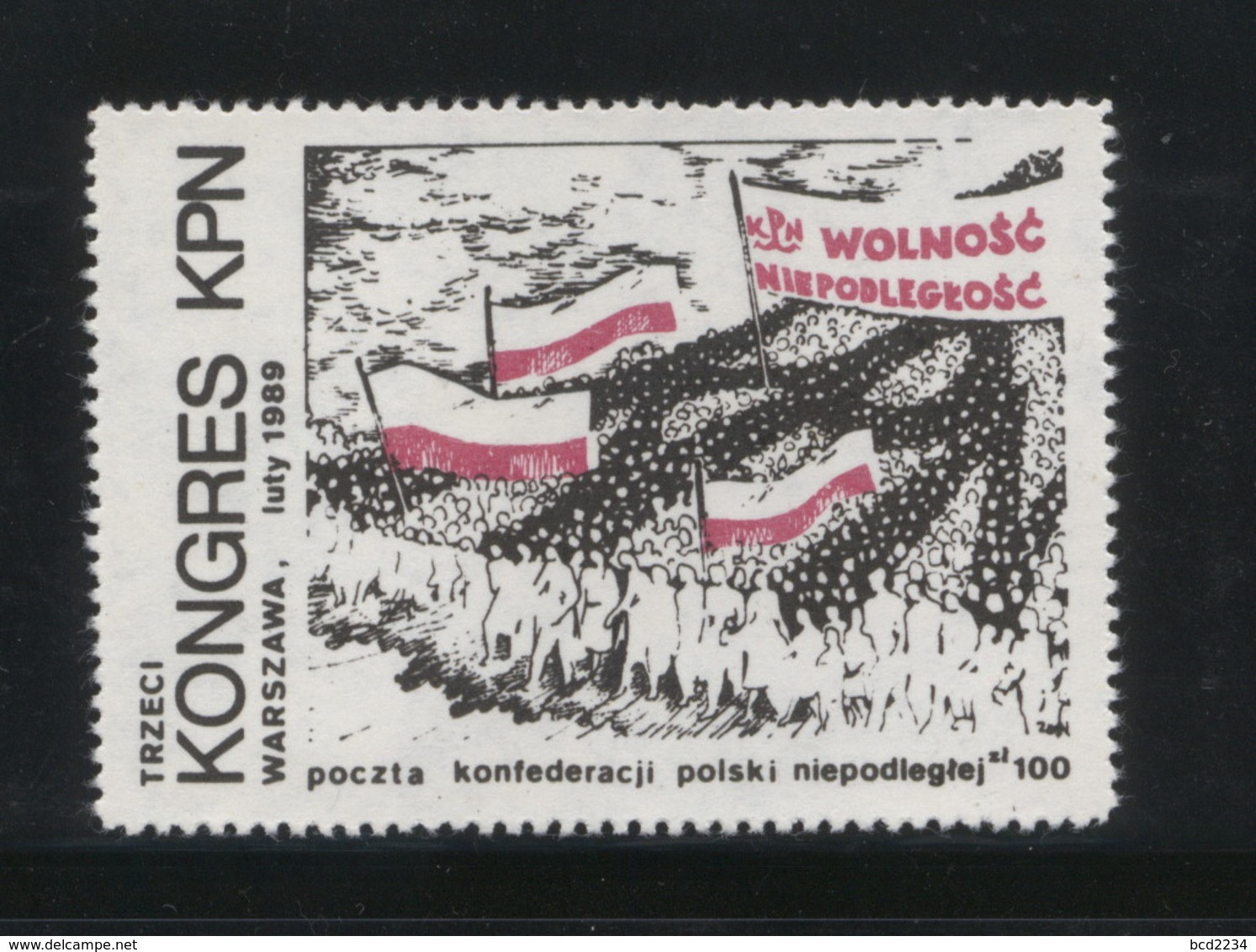 POLAND SOLIDARNOSC SOLIDARITY KPN 1989 3RD KPN CONGRESS POLISH PEOPLE MARCHING FOR FREEDOM & INDEPENDENCE FROM COMMUNISM - Viñetas Solidarnosc