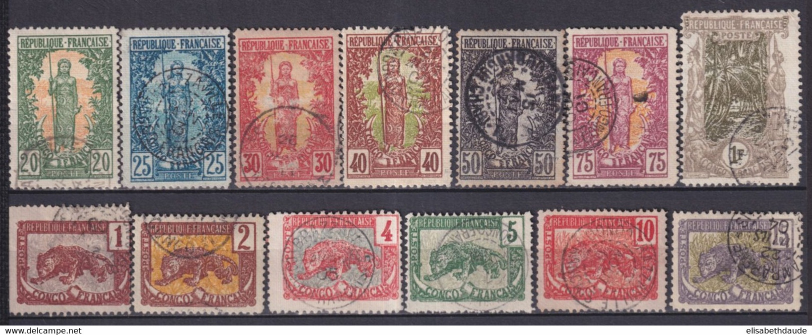 CONGO - YVERT N° 27/39 OBLITERES - COTE = 67 EUR. - Usados