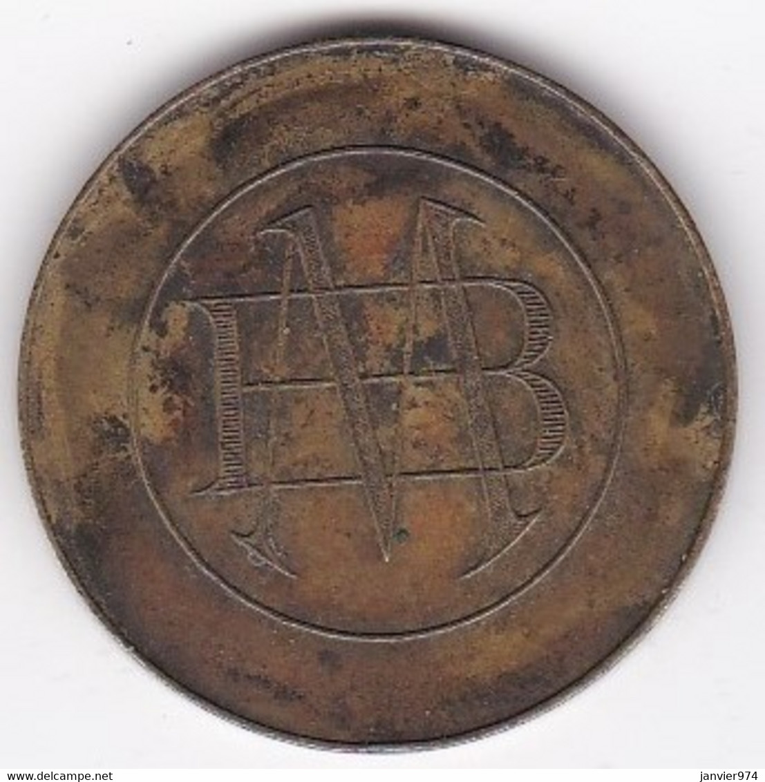 Jeton 2 Pesetas Avec Monogramme MB à Identifier Et à Localiser - Monétaires/De Nécessité