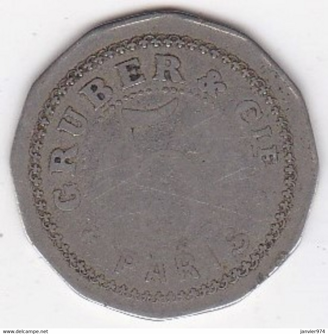 75 Paris Jeton Gruber & Cie 5 Centimes, En Maillechort Dodécagonal - Monétaires / De Nécessité