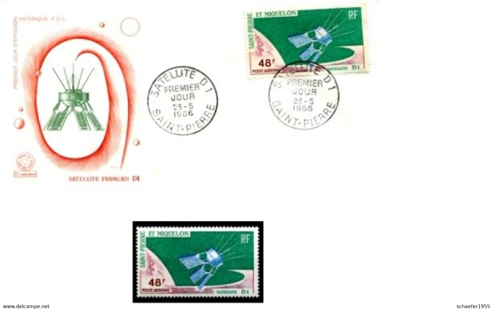 Saint Pierre Et Miquelon 1966 Satellite D1 FDC + Stamp - Amérique Du Nord