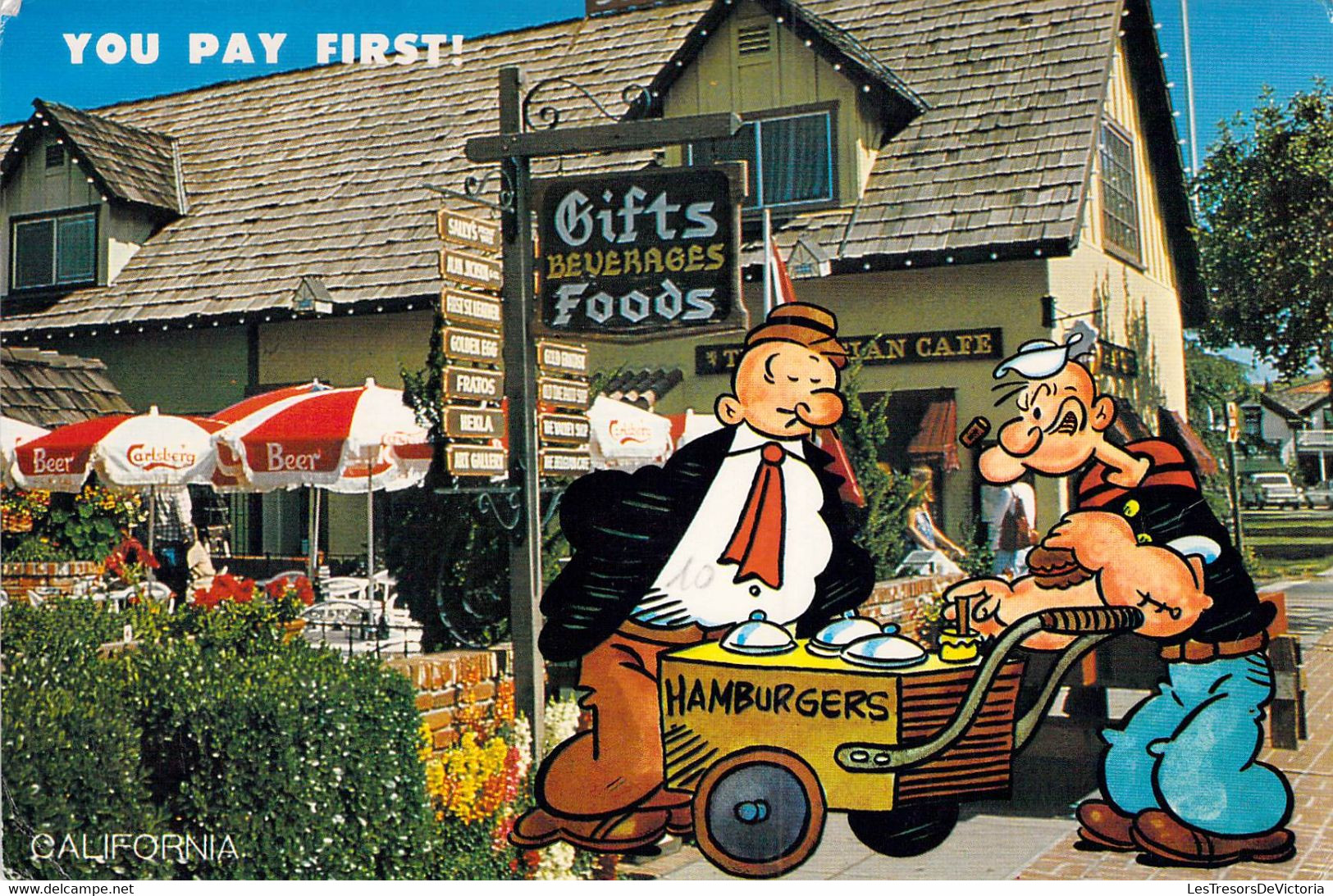 CP - CALIFORNIA - POPEYE And J Wellington En Marchand De Hamburgers - You Pay First - Comicfiguren