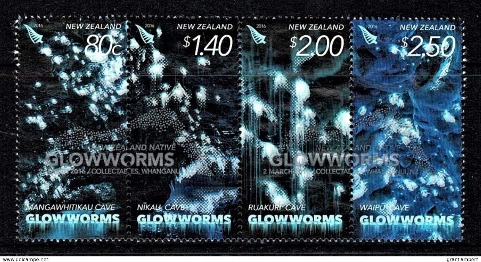 New Zealand 2016 Native Glowworms Set Of 4 Used As Block - Usados