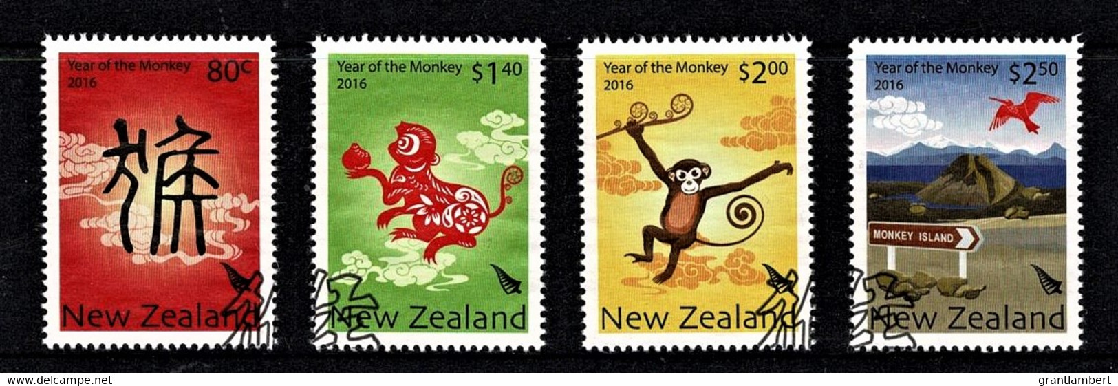 New Zealand 2016 Year Of The Monkey Set Of 4 Used - - Oblitérés