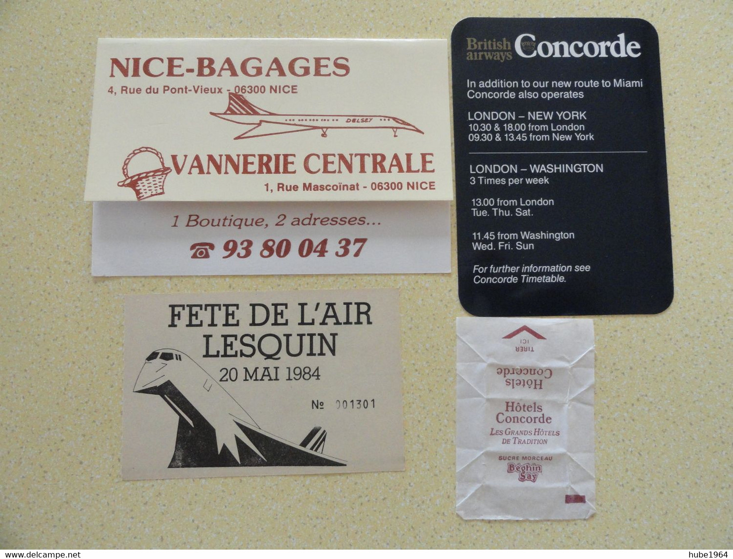 LOT DE 4 DOCUMENTS ANNEXES CONCORDE - Concorde