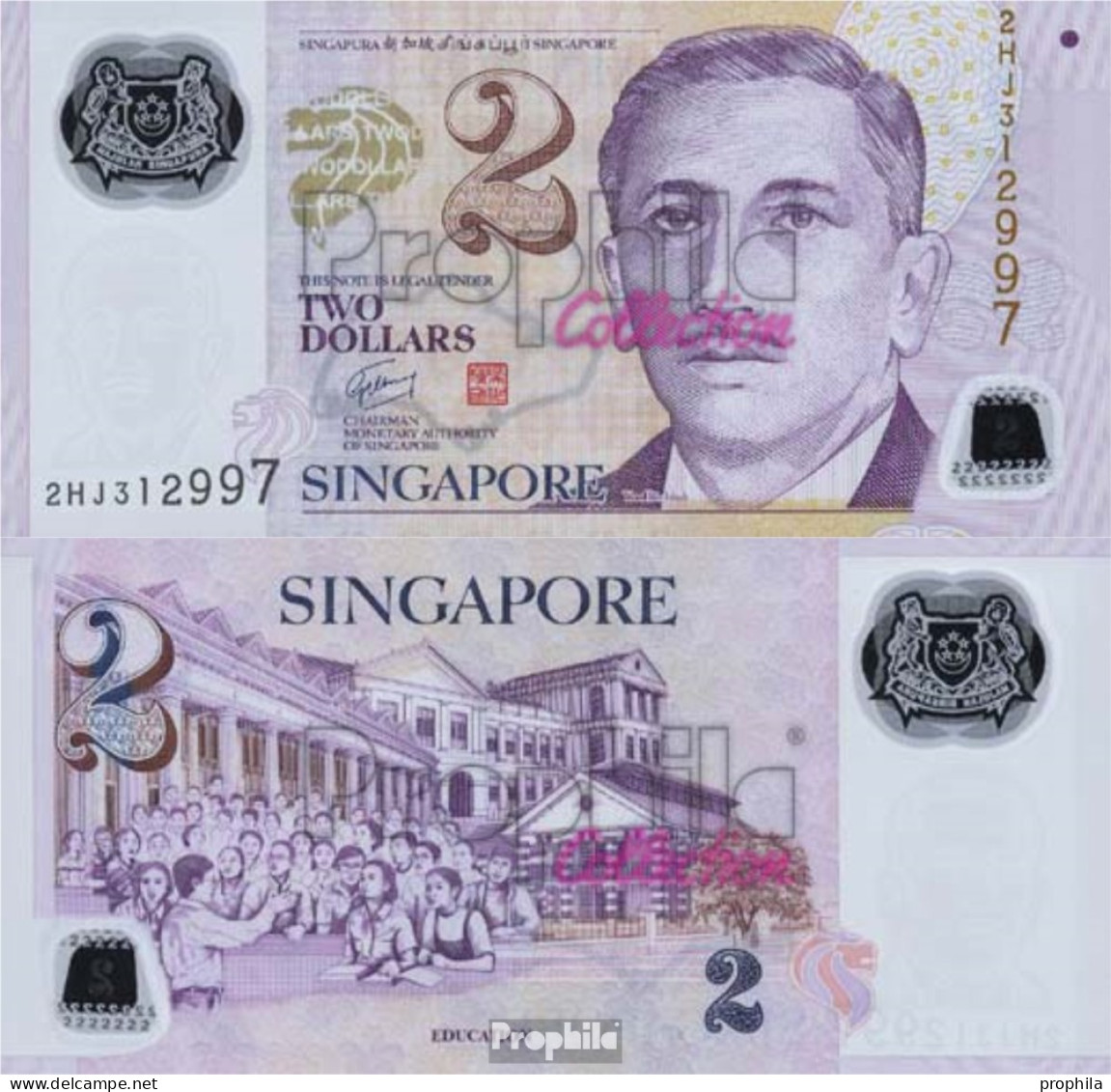 Singapur Pick-Nr: 46a Bankfrisch 2005 2 Dollars - Singapur