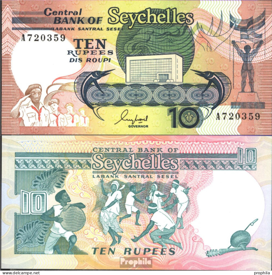 Seychellen Pick-Nr: 32 Bankfrisch 1989 10 Rupees - Seychelles